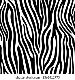 Full Seamless Zebra Animal Skin Pattern In Vector Black And White Abstract Zigzag Illustration