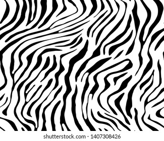 Full seamless zebra animal skin pattern. Black and white design for textile fabric printing. Suitable for fashion use.