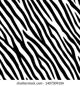 Full seamless zebra animal skin pattern. Black and white design for textile fabric printing. Suitable for fashion use.