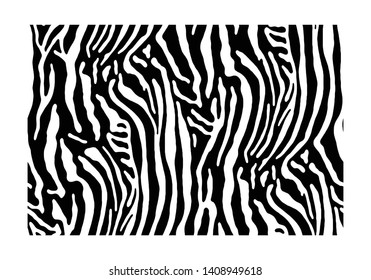 Full Seamless Zebra Animal Skin Pattern in Vector Black And White Abstract  illustration