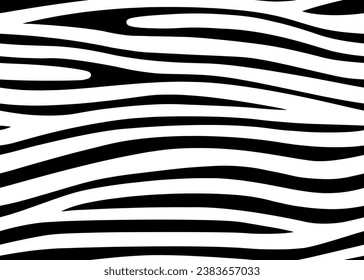 Full Seamless Zebra Tiger Pattern Textile Texture. Vector Background. Black and White Animal Skin for Women Dress Fabric Print.