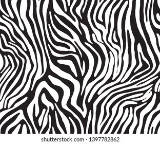 Full Seamless Zebra Tiger Stripes Animal Skin Pattern in Vector Black And White Abstract Zigzag illustration for apparel dress clothes fabric print background