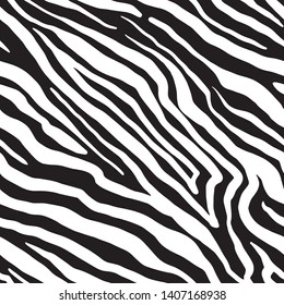 Full Seamless Zebra Tiger Stripes Animal Skin Pattern in Vector Black And White Abstract Zigzag illustration for apparel dress clothes fabric print background