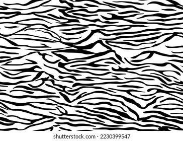Full seamless zebra tiger stripes animal skin pattern. Black and white design for textile fabric printing. Fashionable and home design fit.