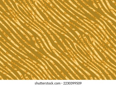Full Seamless Zebra Tiger Worn Pattern Textile Texture. Distressed Vector Background. Brown Orange Animal Skin for Women Dress Fabric Print.