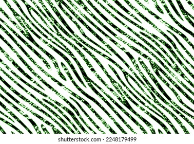 Tejido textil de patrón de tigre de cebra sin foco. Fondo del vector con problemas. Piel de animales blancos verdes para mujeres con tela de tela.