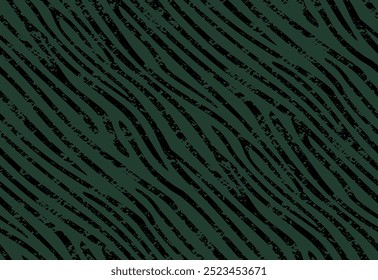 Têxtil de padrão desgastado de tigre de zebra sem costura completa. Fundo do vetor angustiado. Pele de animal preto verde para mulheres vestido tecido impressão.