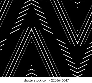 Full Seamless Zigzag Fabric Print Pattern. Vertical Stripes Black and White Texture Vector. Textile and Home Decoration.