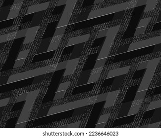 Full Seamless Zigzag Halftone Plaid Texture Pattern. Dress Fabric Print. Black gray background for Textile and Home Decoration. Distressed geometric vector.