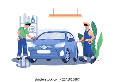 Full Service Car Wash Illustration concept on white background
