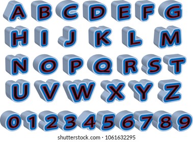 full set of 3D letters and numbers