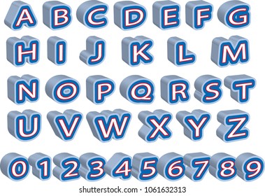 full set of 3D letters and numbers