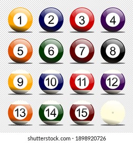 Full Set of Billiard Balls Vector Illustration