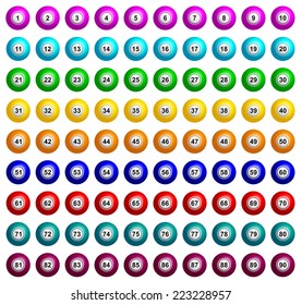 Full set of bingo ball vector illustrations 
