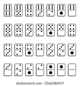 Full set of black and white dominoes