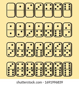 Full Set Of Brown Domino Detailed With Soft Background, Domino Detailed With Shadow