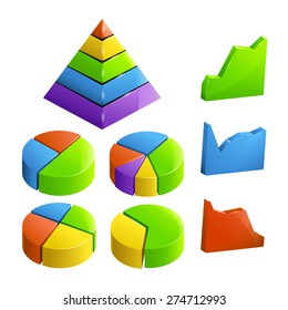 full set of different types of diagramm colored