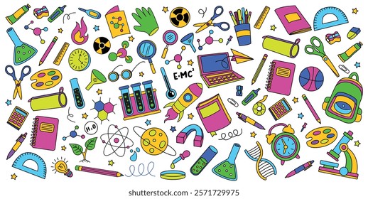 Full set education, science and chemistry element collection vector