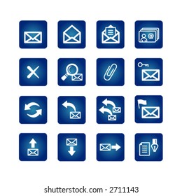 conjunto completo de iconos de correo en el fondo azul