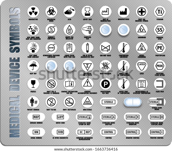 Full Set Medical Device Packaging Symbols Stock Vector Royalty Free