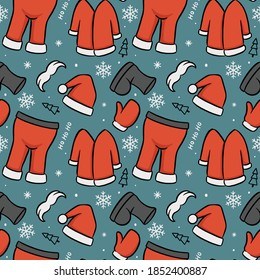 full set santa outfit seamless pattern merry christmas