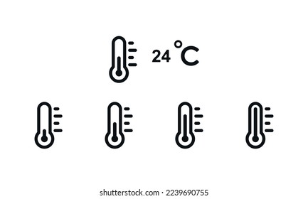 conjunto completo de la colección de iconos de temperatura escala desde el vector termómetro de símbolo frío a caliente