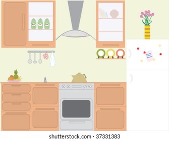 Full set vector of kitchen in color