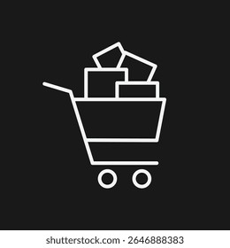 Full Shopping Cart Icon for Bulk Retail Purchases, E-commerce Orders, and Grocery Store Hauls
