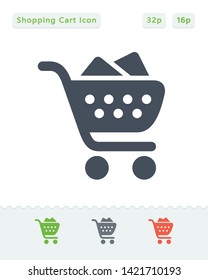 Full Shopping Cart - Sticker Icons. A professional, pixel aligned icon.