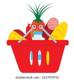 Full shopping cart. Vector graphics