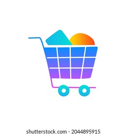 full shopping trolley icon in gradient color style, isolated on white background 