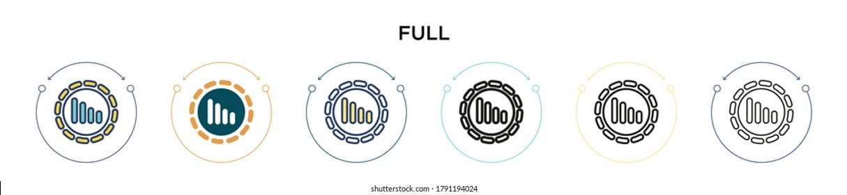 Full signal icon in filled, thin line, outline and stroke style. Vector illustration of two colored and black full signal vector icons designs can be used for mobile, ui, web
