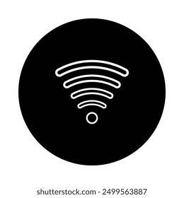 Full signal vector icon, outline design with black color circle background.