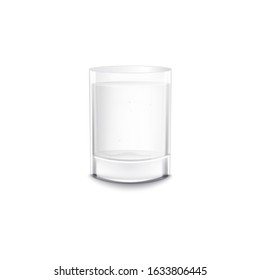 Full single transparent glass cup and a goblet of water. Glass goblet and cup for drinks with water inside, isolated realistic vector illustration on a white background.