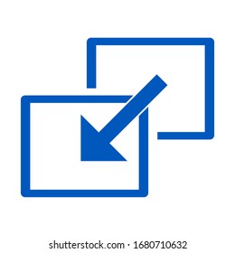 full size, exit full screen button icon on white blue, vector symbol. focus icon full screen symbol logo template