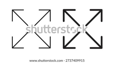 Full size icons in line designs. solid silhouette style in black