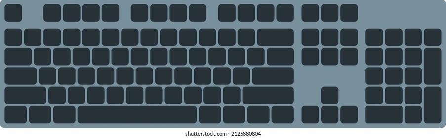 Full size keyboard with keys without legend