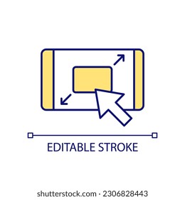 Full size mode RGB color icon. Website adjustment. Mobile first design. Device application development. Isolated vector illustration. Simple filled line drawing. Editable stroke. Arial font used