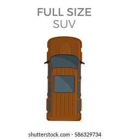 Full size SUV means of transportation isolated on white. Vector city transport icon, sport or suburban utility vehicle, top view on car in cartoon style. Light truck operated as a family vehicle