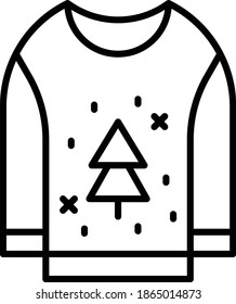 Camisa de manga completa con diseño de icono de vectores con marca de árbol de pino, símbolo de actividades de caída de invierno sobre fondo blanco, signo de tiempo frío, elementos de temporada salvaje,