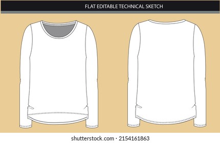 Full sleeve top flat sketch vector file