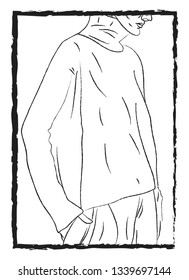 A full sleeve Tshirt sketch vector color drawing or illustration