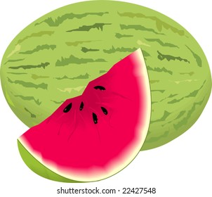  full and sliced watermelon pieces 	