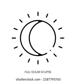 icono del eclipse solar completo. Signo de estilo lineal aislado en fondo blanco. Ilustración del vector