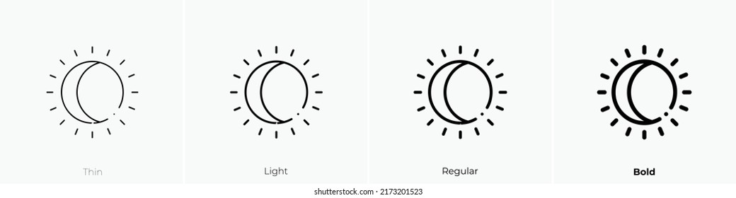 icono del eclipse solar completo. Diseño delgado, ligero y audaz aislado en un fondo blanco