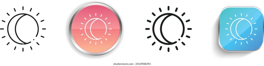 full solar eclipse icon. Thin Linear, Regular and Button Style Design Isolated On White Background