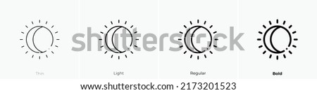 full solar eclipse icon. Thin, Light Regular And Bold style design isolated on white background