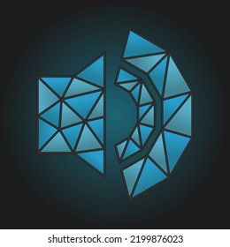 Full sound volume icon. Sound. Low poly illustration. Vector