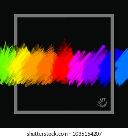 full spectrum colours banner with frame. Beautiful hand drawn vector sketch. Colorful elements for social media and print decoration.