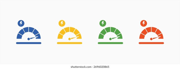 Conjunto de ícones de velocidade total Coleção de vários estilos de cor